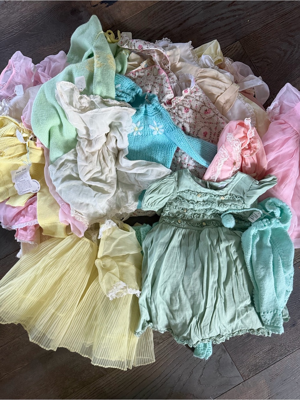Huge lot of vintage newborn baby girls clothing